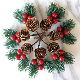 10 Peças De Enfeite De Natal, Decoração Floral Artificial De Baga Vermelha, Pinha,Decoração DIY de Natal