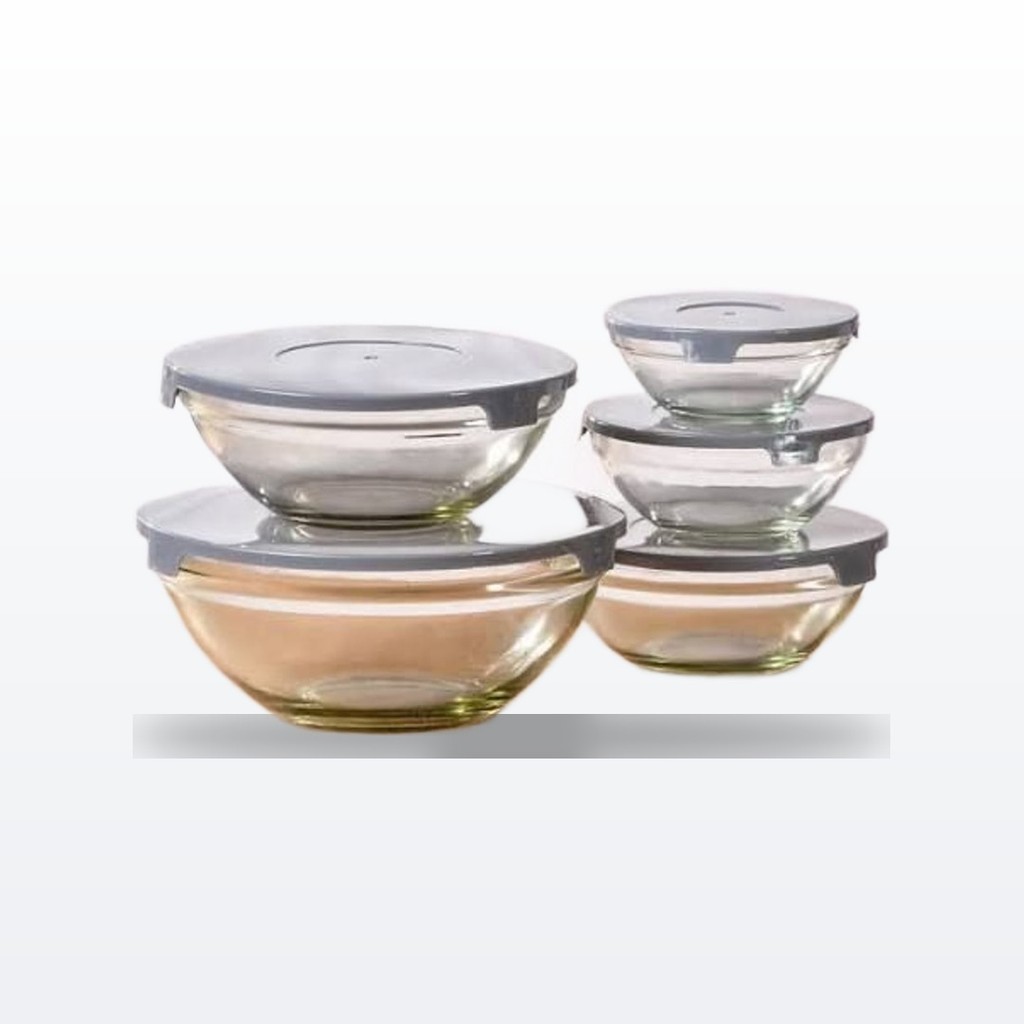 Kit 5 Potes de Vidro com Tampa Sortida Bene Casa marmita embalagem mantimentos plastico marmitas jogo porta tapuer