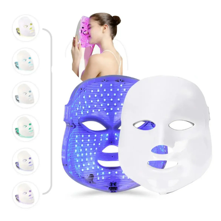 Máscara Facial LED 7 Cores para Rosto Skincare Fototerapia Cuidados com a Pele