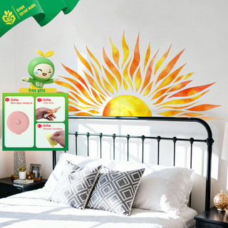 Simples meio lado sol adesivo de parede PVC auto-adesivo removível sala estar quarto entrada varanda casa fundo decoraçã