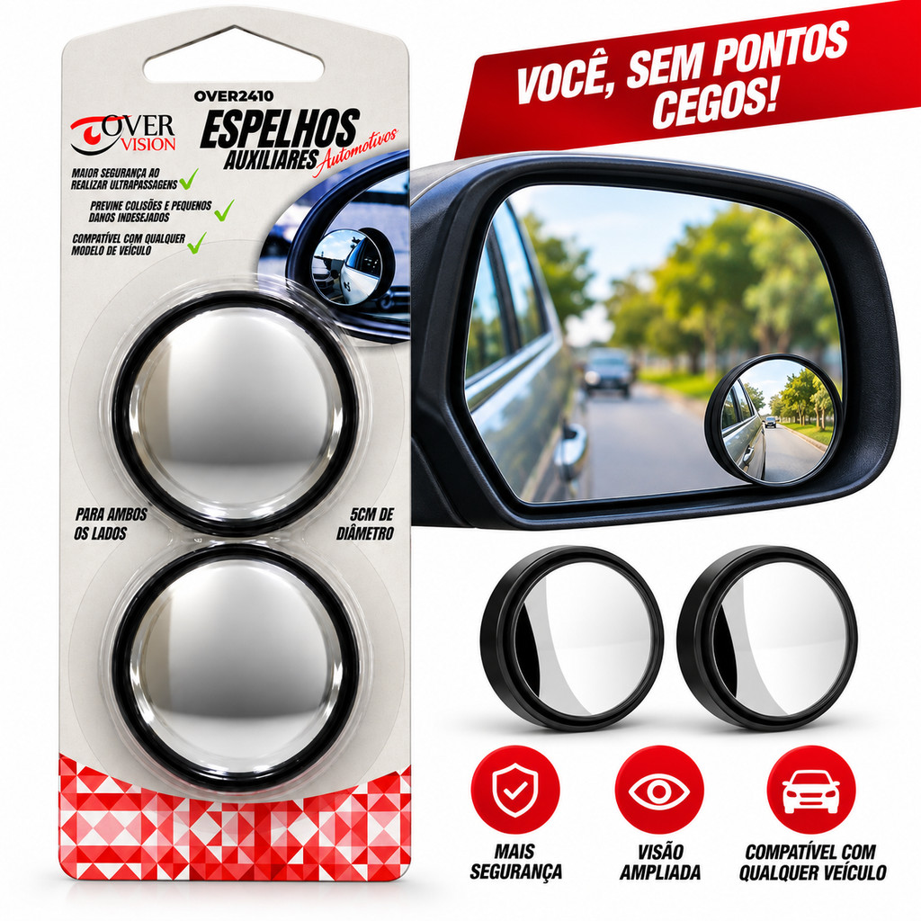 2 Espelho Convexo Auxiliar Universal Olho De Boi Ponto Cego