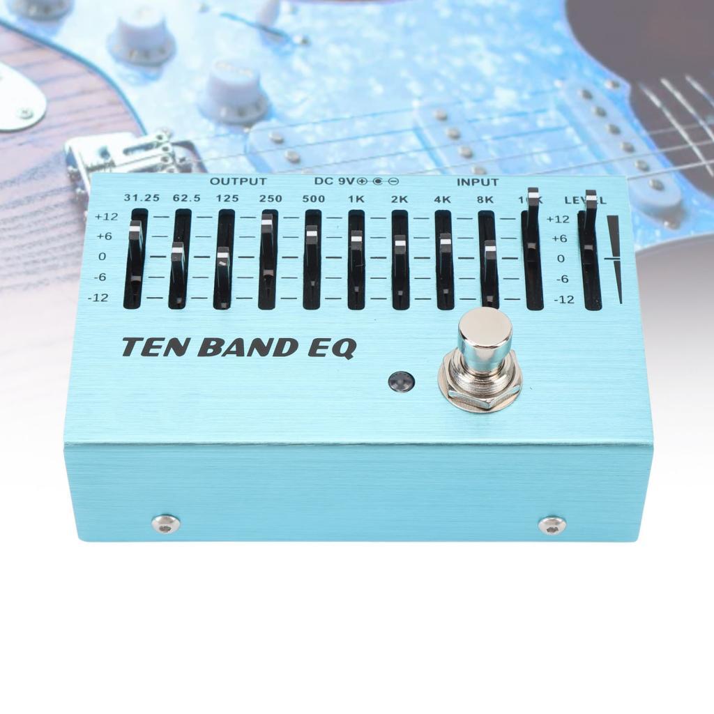 Mingzhe 10 Banda EQ Mini Equalizador Pedal de Efeito Controlador de Corpo de Alumínio DC9V para Guitarra Baixo
