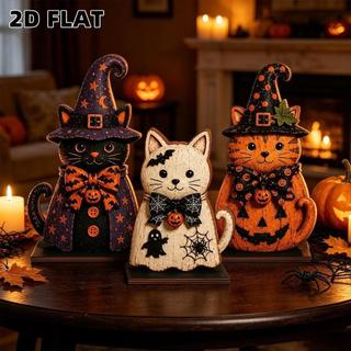 NEDFS 3 Peças De Ornamento De Gato Bruxa , Estatueta De Halloween Estilo Rústico De Abóbora , Estatuetas Decorativas Fan