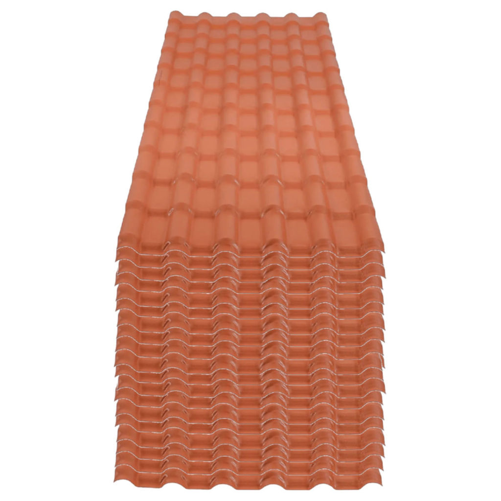 Kit com 20 Telha PVC Plan Cerâmica 2,42 Metros x 88cm com 6 Ondas Terracota - P3010021 - AFORT