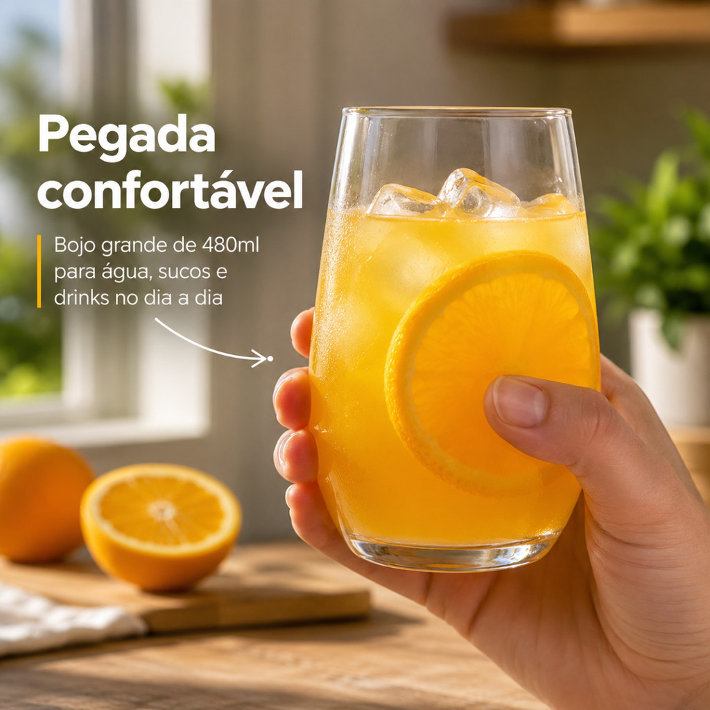Jogo 12 Copos De Vidro Nadir Dubai 480ml Água Suco Drink · foto 2