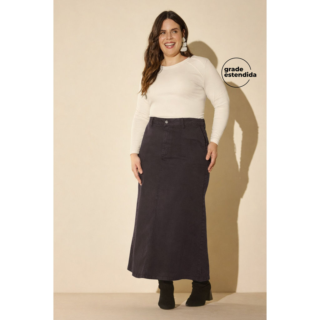 Saia Midi Feminina Sarja Marialícia Marrom