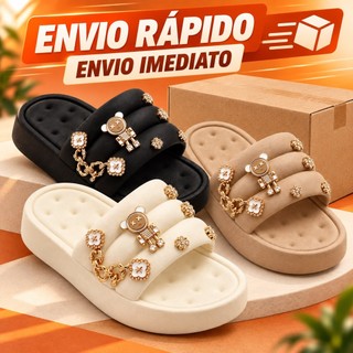 Chinelo Slide Feminino EVA Macio Leve Casual com Enfeites 2408