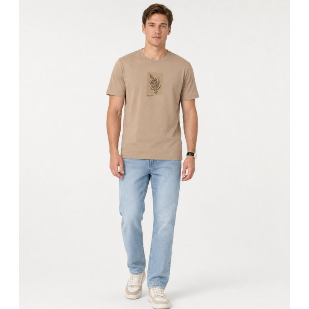 Camiseta Masculina em Meia Malha Diametro Marrom