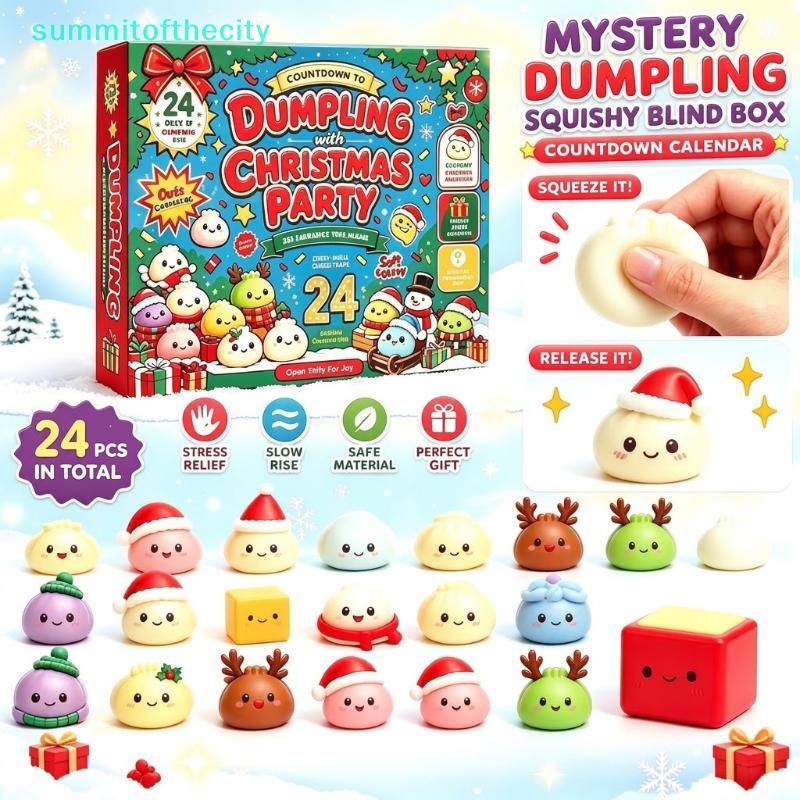 Calendário Do Advento De Bolinho De Natal 24 Dias Brinquedo Seguro Para Alívio Estresse De Crescimento Lento Crianças En