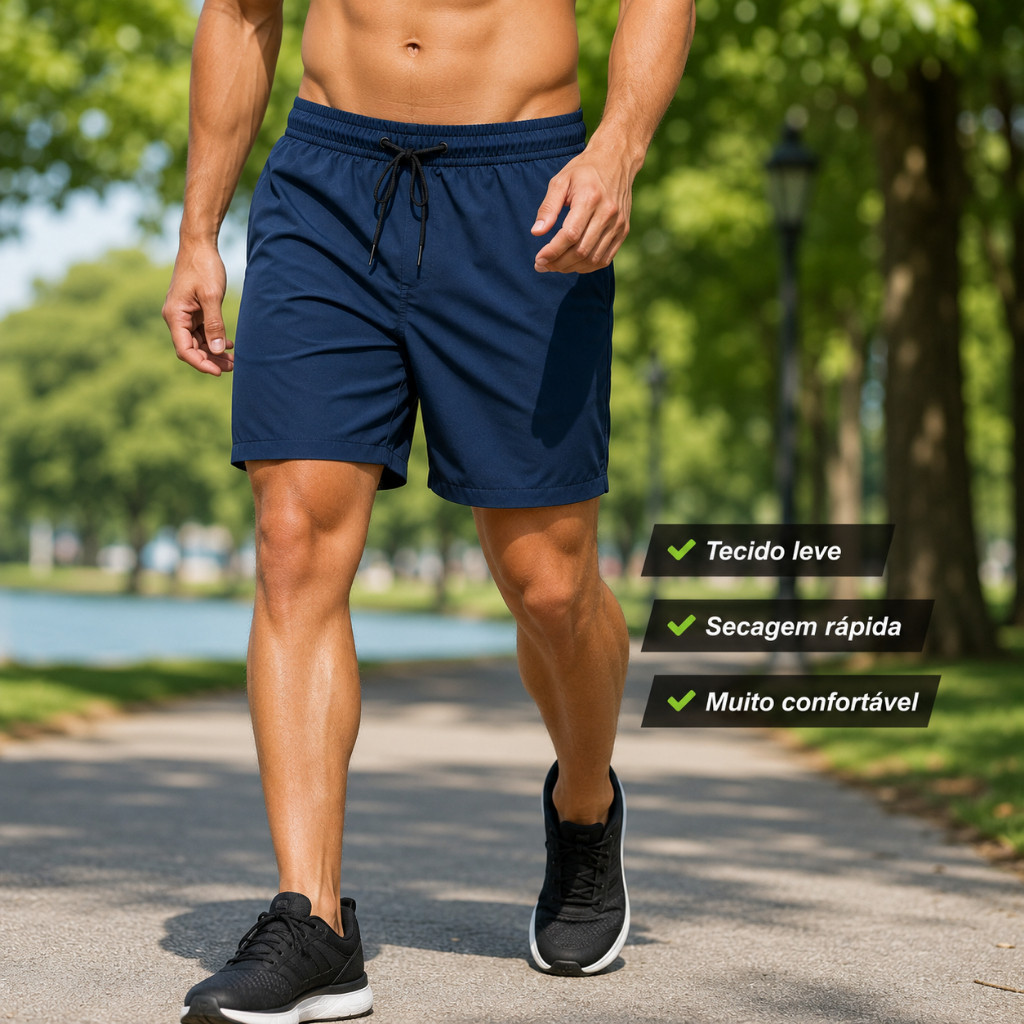 Kit 2 Short's Tactel Elastano Short Masculino Liso Praia Verão Academia Corrida 2k27 — imagem 2 de 2