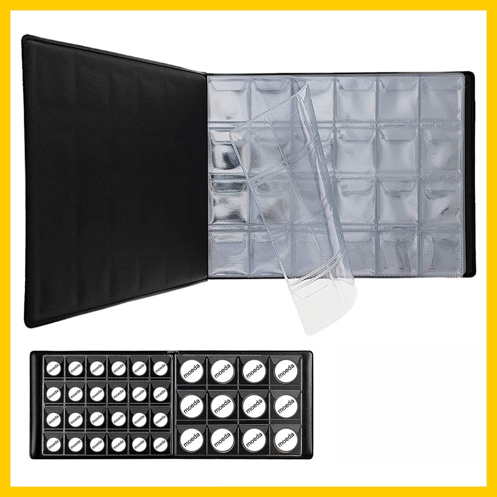 Livro de coleção de moedas 240 grid, Porta-moedas, livro de armazenamento de moedas, Organizador Portátil