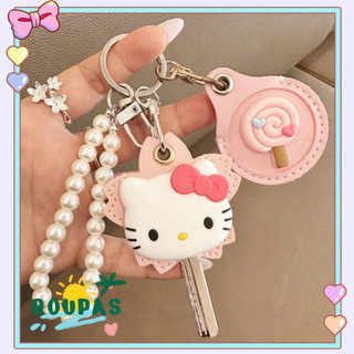 Chaveiro com capa protetora, coleção de roupas, adorável pingente de Hello Kitty, Kawaii NGQE.