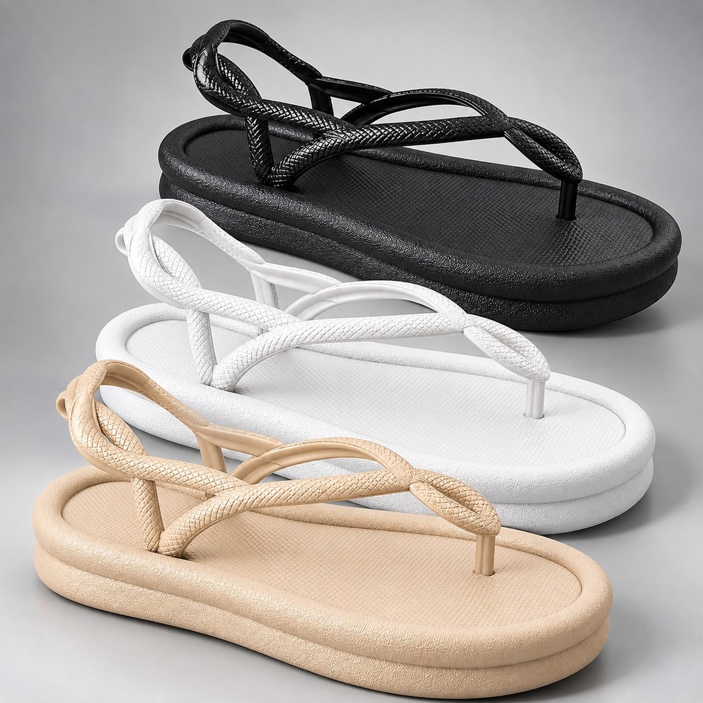 Sandalia Plataforma Feminina Estilo Papete  Flatform Confortável Antiderrapante Tendência Laçamento
