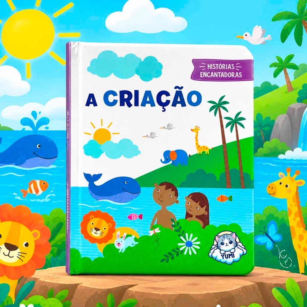 A Criação Livro Bíblico Infantil Com Ilustrações Coloridas Para Crianças