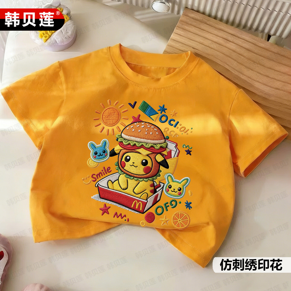 Estilo impresso crianças bonito dos desenhos animados de manga curta camiseta verão novos produtos médio pequenas crianç