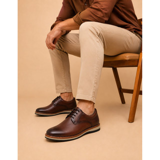 Sapato Casual Masculino Oxford Derby Social Sapatênis Casamento Festa Confortável Couro Moderno Elegante Esporte Fino