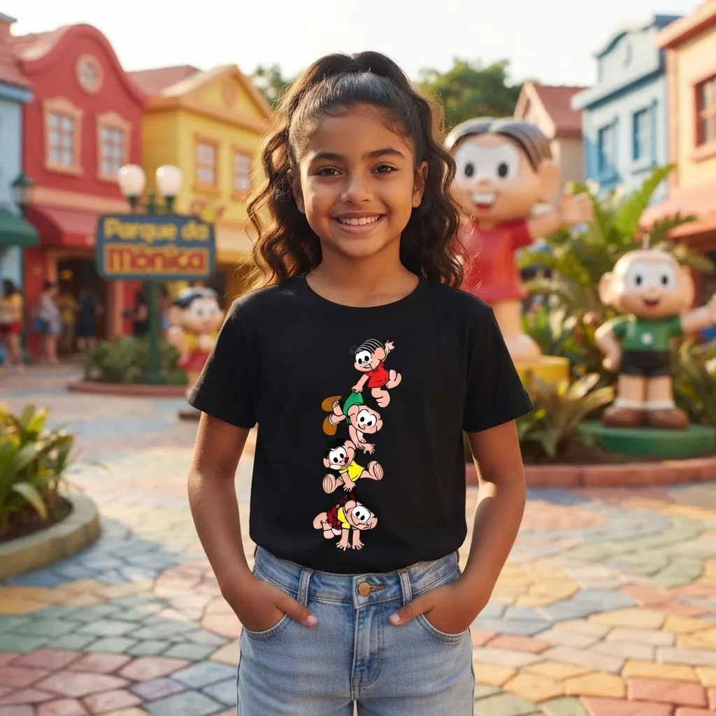 Camiseta Infantil Blusa Personagens Amigos Unidos Algodão Confortável Estampa Divertida Dia a Dia Presente