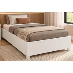 Cama Solteiro Mônaco Branco/Neve - Tcil Móveis