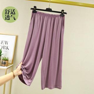 Calças cortadas modais soltas para uso externo, Shorts de verão femininos, calças casuais finas, tamanho grande, calças 