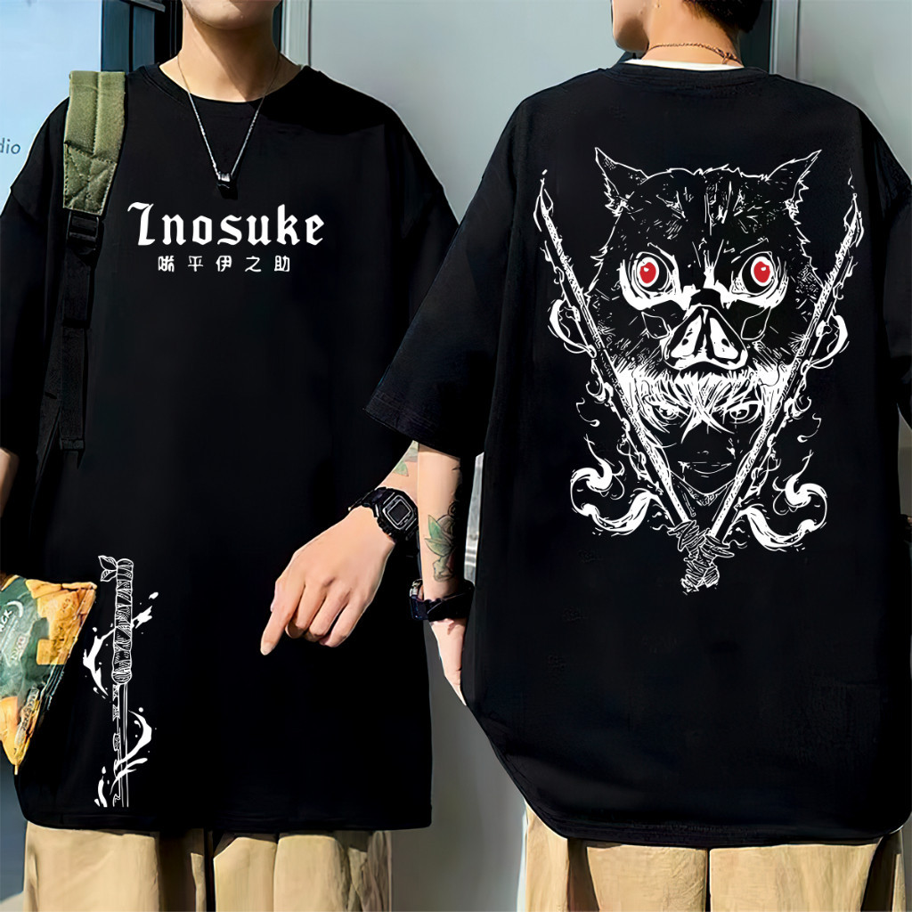 [Camiseta Premium em Algodão Puro]GXG Camiseta Estampada Anime Demon Slayer Inosuke Lançamento filme Masculina Feminina