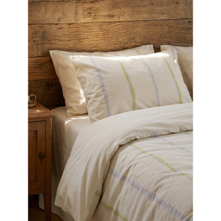 Estilo japonês algodão linho Muji conjunto de quatro peças simples listrado linho algodão colcha capa de cama amigável à