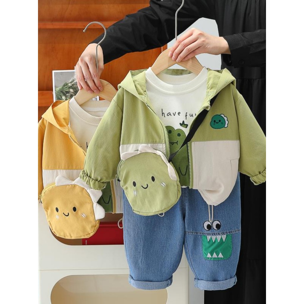 Menino jaqueta primavera outono estilo 2026 novo estilo menino bebê crianças roupas crianças moda dinossauro dos desenho