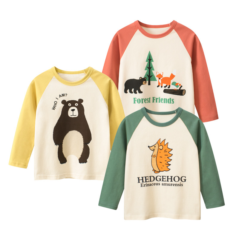 Crianças roupas infantis crianças versão coreana dos desenhos animados impresso estilo ocidental roupas de outono camise