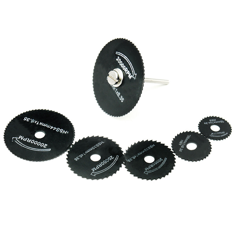 6 + 1 preto HSS conjunto de lâmina de serra de aço de alta velocidade Mini pequena fatia carpintaria plástico corte de M