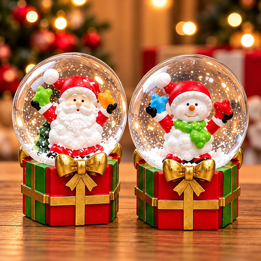 Enfeite de Natal 4.5x6.5cm Globo de Neve Bola Decorada Com Papai Noel
