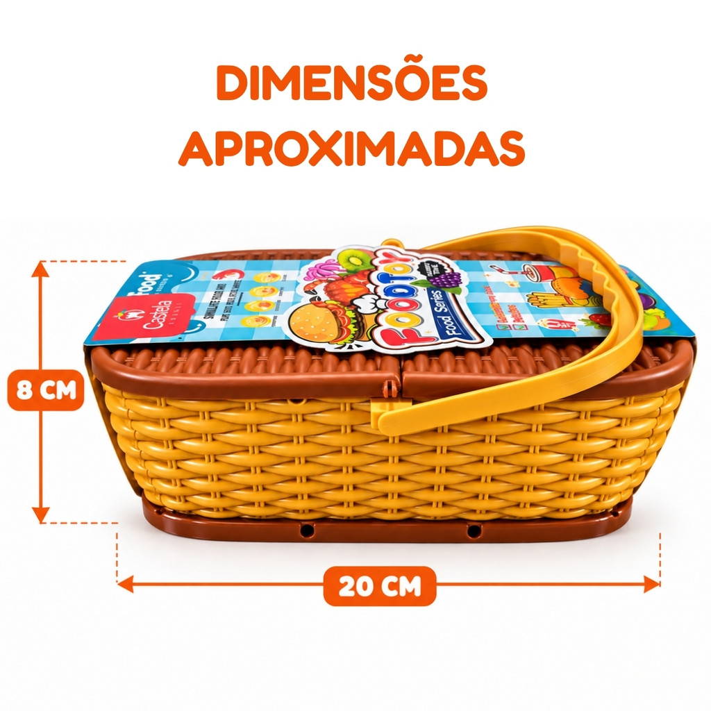 Cesta de Piquenique Brinquedo Infantil com Comidinhas e Acessórios Cozinha Educativo Faz de Conta - Castela · foto 2