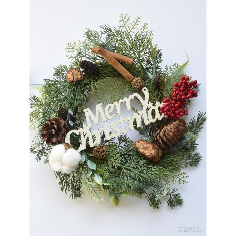 Guirlanda de natal influenciador decoração série Mori planta pinha artesanal loja janela porta pendurado criativo pacote