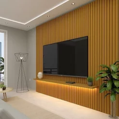 Painel Ripado para TV até 90 Polegadas com LED 100% MDF 280CMX250CM Nobre Naturale