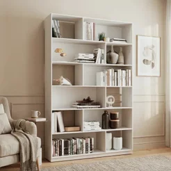 Estante de Livros 120CMX187,5cm 5 Prateleiras 12 Nichos Euforia Yescasa Branco