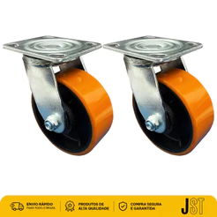 Kit 2 Rodízios Giratórios Poliuretano 5 Pol 50mm 350kg JST Carga Pesada