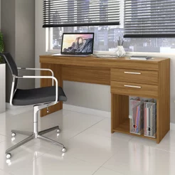 Escrivaninha Mesa Escritório Office 2 Gavetas 121cm Freijo Trend Marrom Freijó