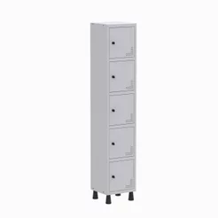 Armário Locker Guarda Volume Aço Light 5 Portas 34,5x179,5cm Cinza Cinza