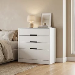 Cômoda para Quarto 4 Gavetas 94x91cm Gold Branco Branco