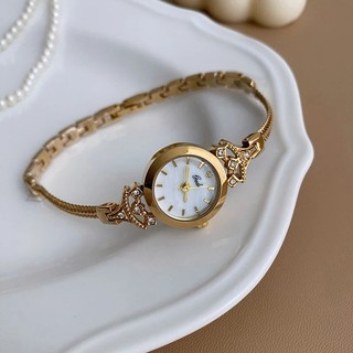 Relógio de pulso feminino GEDI, com bracelete de cristal dourado, design minimalista e elegante, relógio pequeno para mu