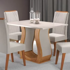 Mesa de Jantar 4 Lugares Retangular Tampo de MDP Nubia Bege/Mel/Blonde