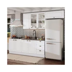 Cozinha Compacta Modulada 4 Peças com Aéreo para Geladeira Emily Branco 4