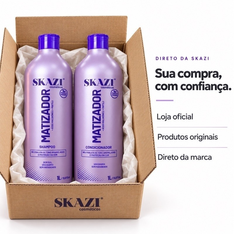 Kit Skazi Vegano Shampoo E Condicionador Matizador Acido Hialuronico e Mirtilo 1 Litro · foto 2