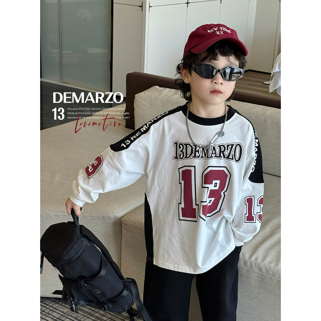 Meninos impresso camiseta 2026 novo estilo crianças primavera outono roupas de manga comprida camisa de fundo meninos le