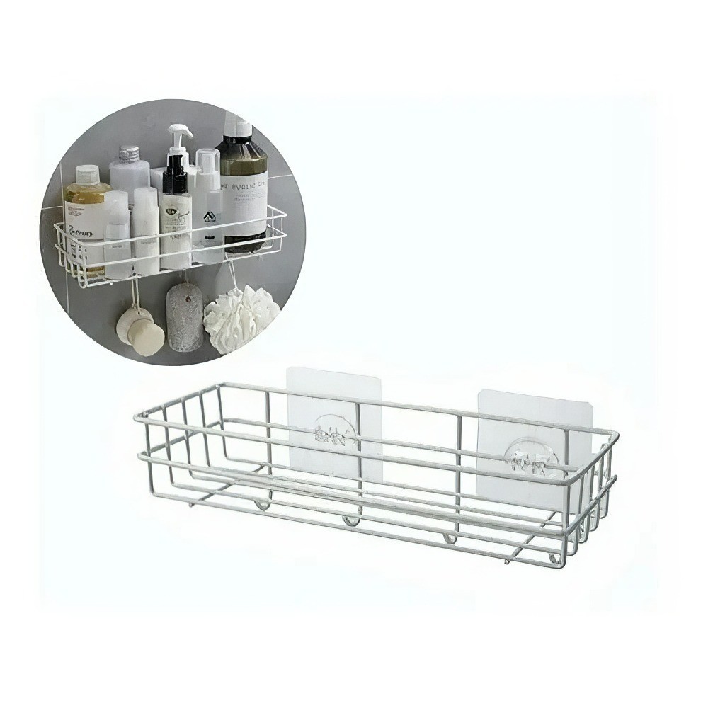 Porta Shampoo Organizador Adesivo Parede Banheiro Cozinha Cor Branco em Oferta na Shopee