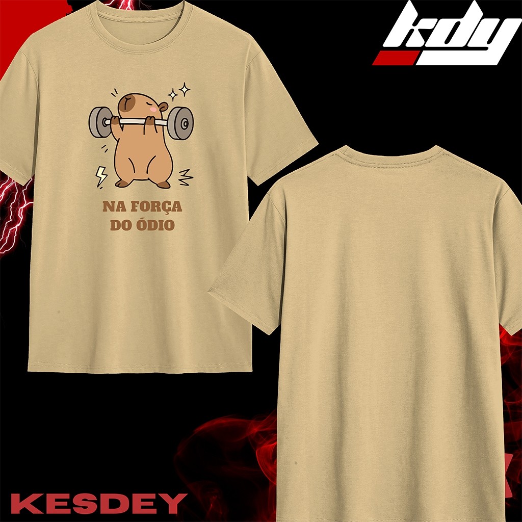Camiseta Streetwear Masculina Feminina camisa 100% Algodão Estampada CAPIVARA NA FORÇA DO ODIO