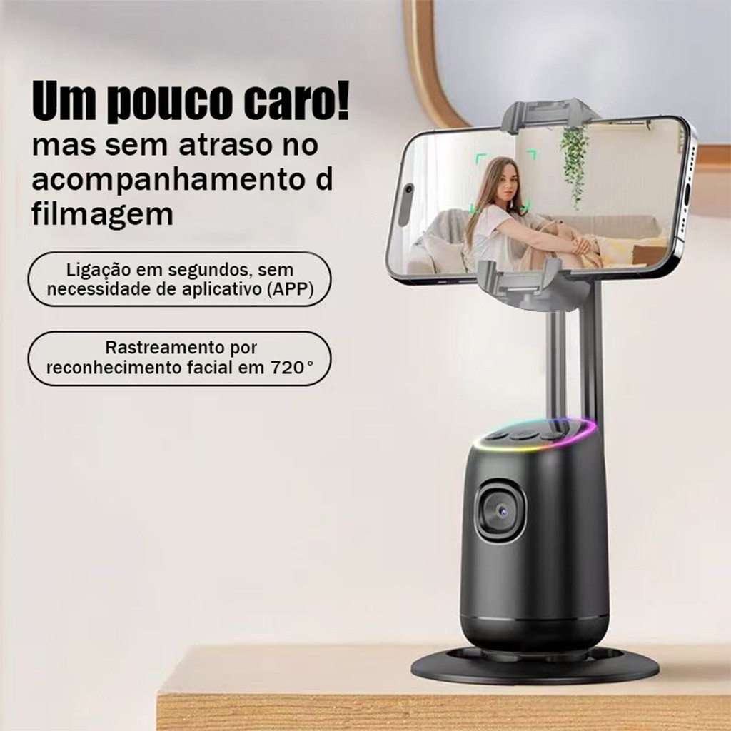 Selfie Stick Tripod 360° AutoFace Tracking,Pan-Tilt,controlador destacável para transmissão ao  vivo e selfie Q02