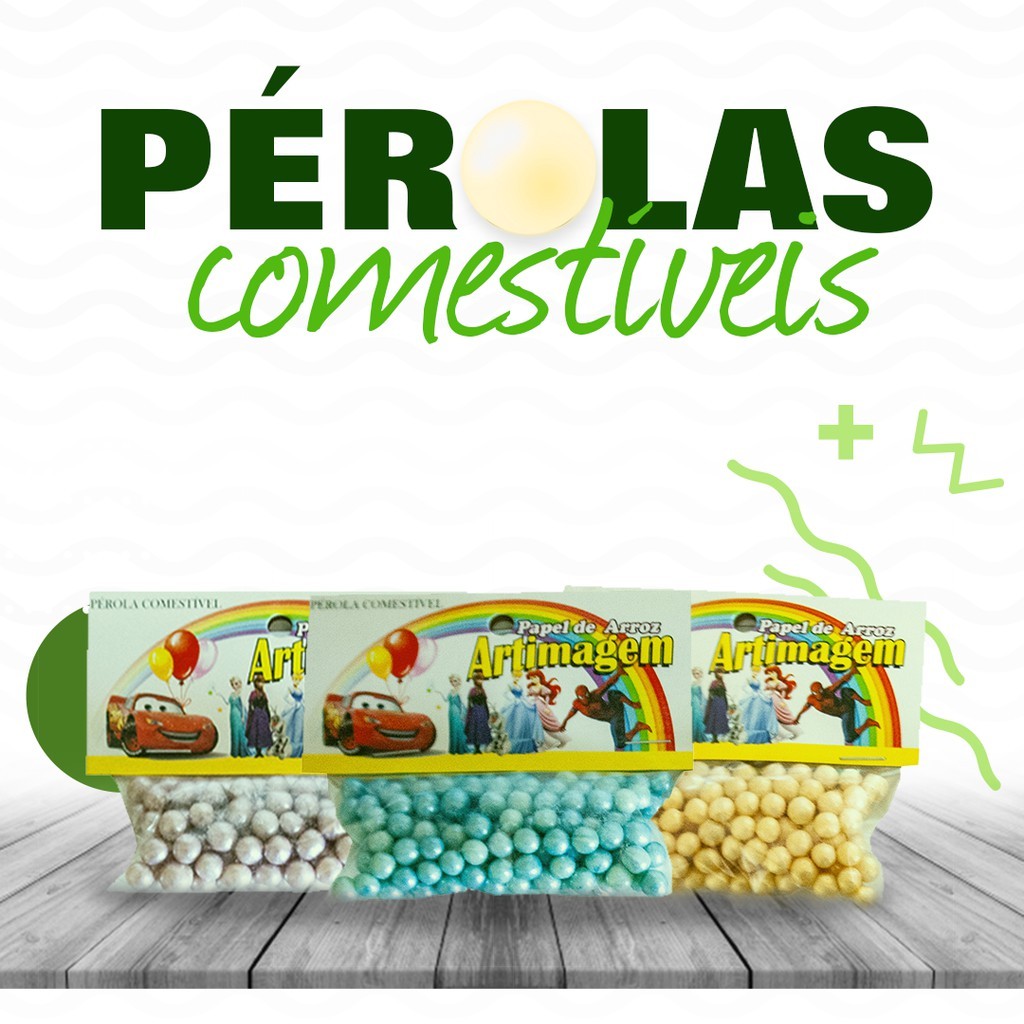 Artimagem Pérola 100% Comestível - Pacote - Confeitaria - Cupcakes, Bolo, Torta
