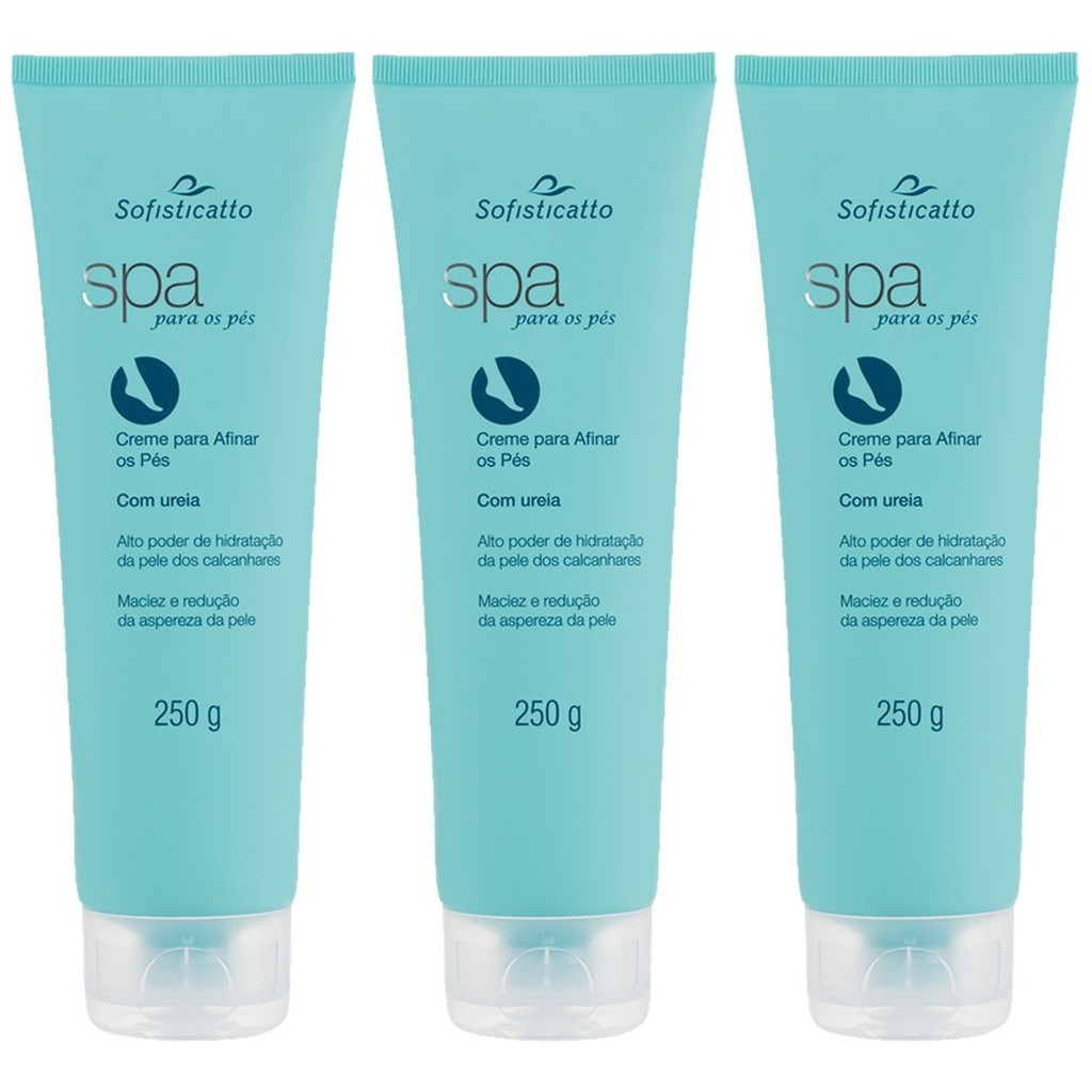 Kit 03 Cremes Hidratante Para Afinar Os Pés Com Uréia 250g Suave