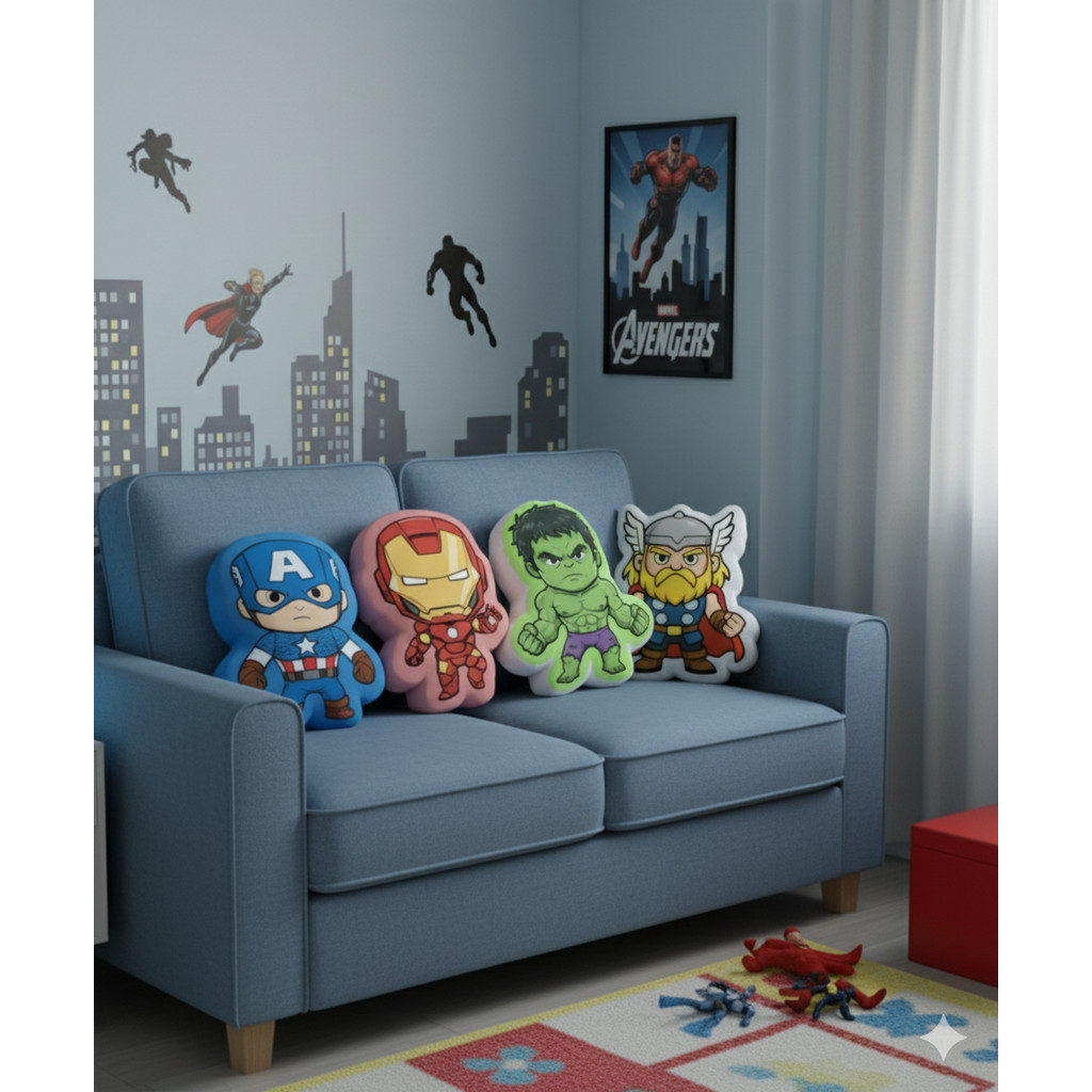 Kit 4 Almofadas Heróis Vingadores Marvel - Formato Divertido