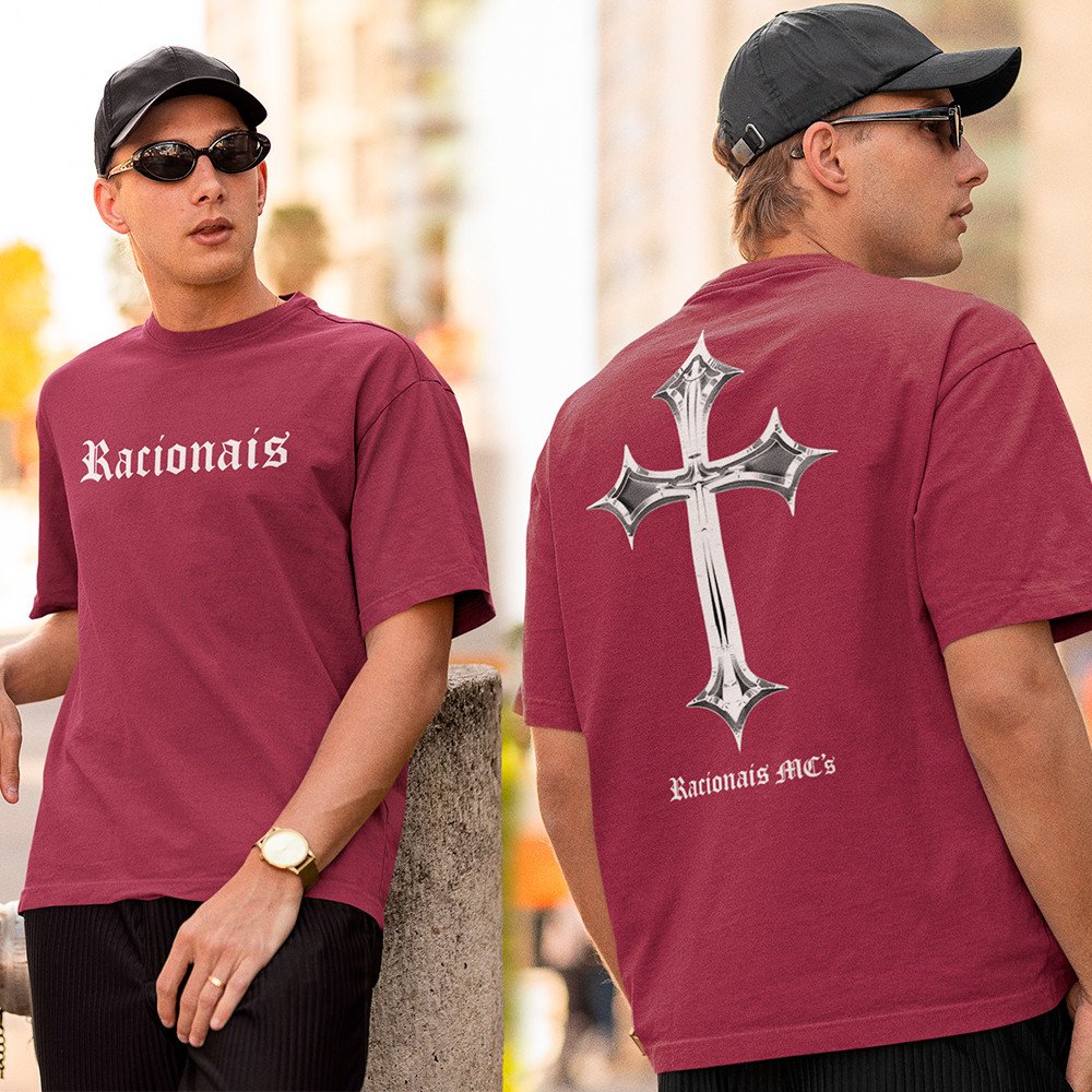 Camiseta Racionais MC's Cruz Sagrada De Jesus Camisa HipHop Rap Streetwear Blusa Algodão Fio 30.1