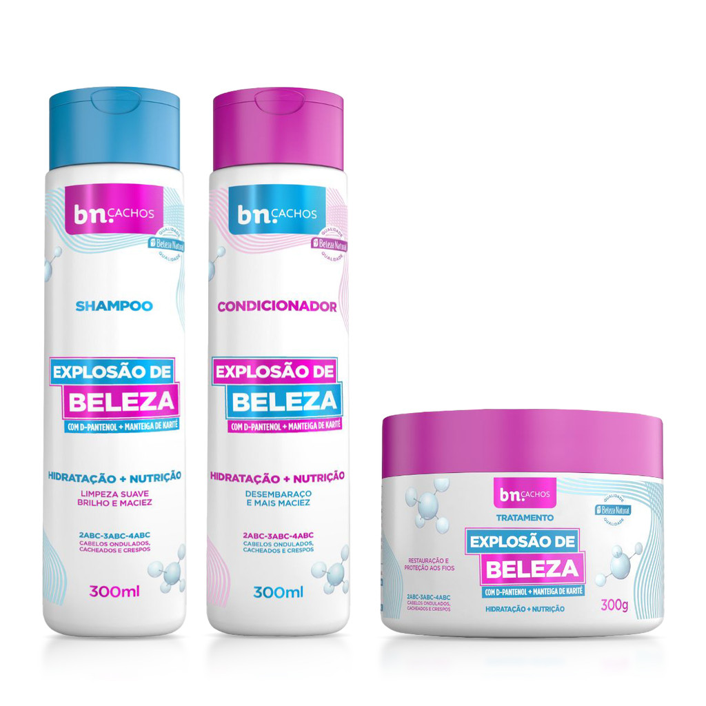 Kit Shampoo + Condicionador + Máscara de Tratamento Explosão de Beleza em Oferta na Shopee